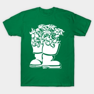 Bunch Berry White Lineart Rain Boots T-Shirt